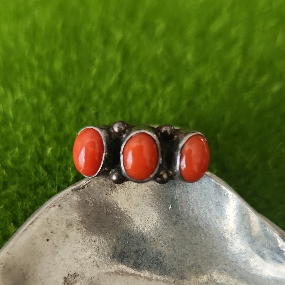 Running Bear Coral Ring Sterling